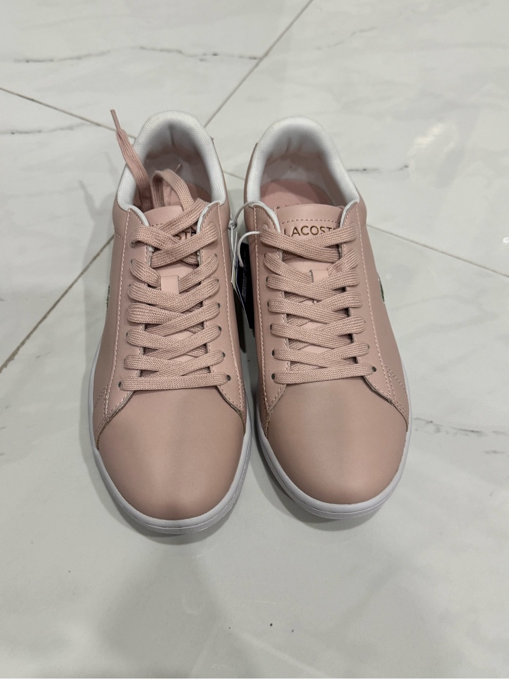 Lacoste Women’s Blush Pink Low-Top Leather Sneakers - Picture 2 of 5